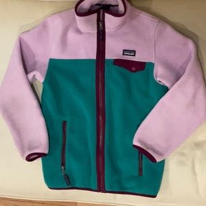 Patagonia youth medium, purple and green, fleece for girls